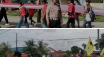 Sat Lantas Polres Kepulauan Tanimbar pam kawal Longmars Mahasiswa UNLESA, sambut Hardiknas